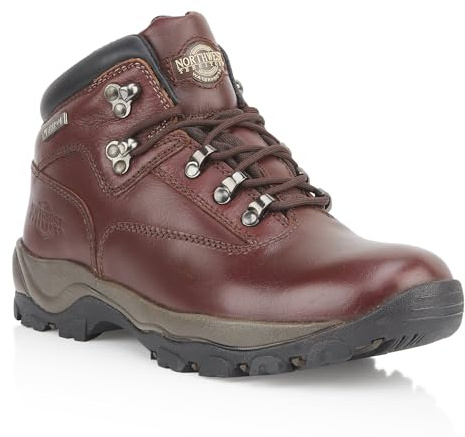 Northwest Territory Men's Inuvik Leather Waterproof Walking Boots | Cushioned EVA footbed, NWTDRY Waterproof membrane and high-top ankle support; ideal for hiking, trekking and rambling