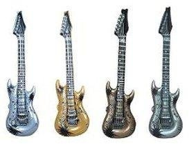 Rhode Island Novelty 42 Inch Gold and Silver Rock Guitar Inflatables, Set of 12