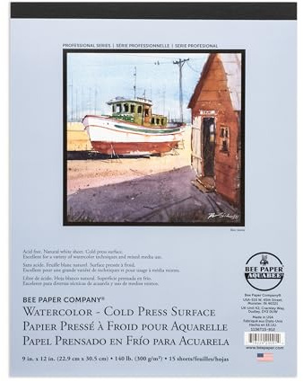 Bee Paper - 9x 12 Cold Press Watcolor Paper Pad, 15 Sheets