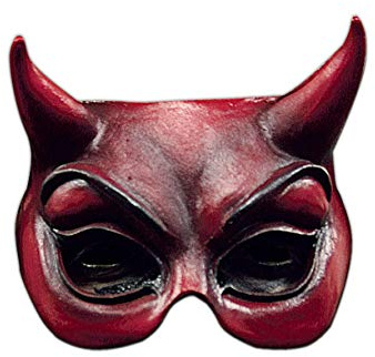Maskworld Stimmungsvolle Mephisto Teufel Maske aus Latex - Erwachsenen Kostüm Halbmaske - Rot - ideal für Halloween, Karneval, Motto- & Grusel-Party
