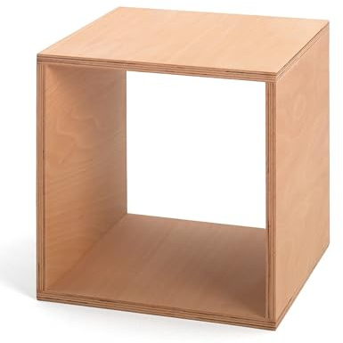 Tojo Cube Nachttisch 35x35x35 cm, geölt | Kleiner Beistelltisch Holz aus Buche multiplex | Nachtkästchen in Würfelform I Zeitlose Design Nachtkommode