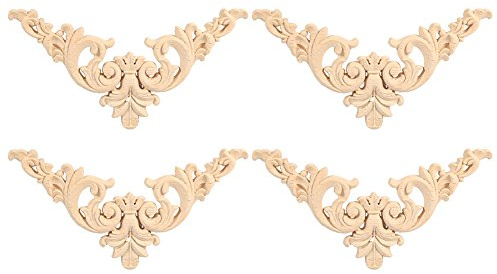 Applique per mobili in legno intagliato, 4 pezzi, applique per angoli, decorazioni per porte di casa fai da te fatte a mano (12 * 12)