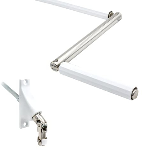rolllra Kurbelstange mit Gelenklagerplatte (85 x 22mm, 90°) (weiß lackiert, 150cm)