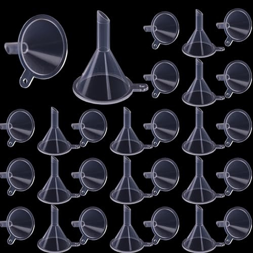 MINGZE 50 Piezas Claro Embudo Pequeño, Transparente Mini Uso General Embudo De Plástico Viaje Práctico Para Llenar Botella Varios Esencial Transferencia De Líquido