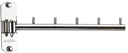 Zivisk Folding Wall Mounted Clothes Hanger Rack with Swing Arm Stainless Steel Heavy Duty Coat Hook for Bathroom, Bedroom, Laundry Room- Silver