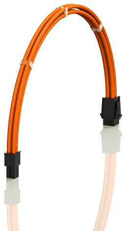 LINKUP - AVA 50cm 4 Pines CPU ATX Placa Base PSU Fuente de Alimentación Cable de Extensión de PC Personalizado con Mangas Trenzadas con Peines┃Un Solo Paquete┃500mm - Naranja