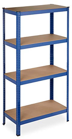 Relaxdays Schwerlastregal, 4 Ebenen, HBT 157 x 80 x 41 cm, blau | 280 kg Tragkraft, Metall, Lagerregal für Keller, Garage