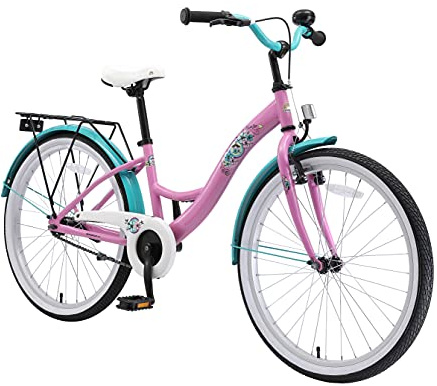 BIKESTAR Jugendfahrrad Kinderfahrrad für Mädchen ab 9 Jahre | 24 Zoll Kinderrad Classic | Fahrrad für Kinder Pink | Risikofrei Testen