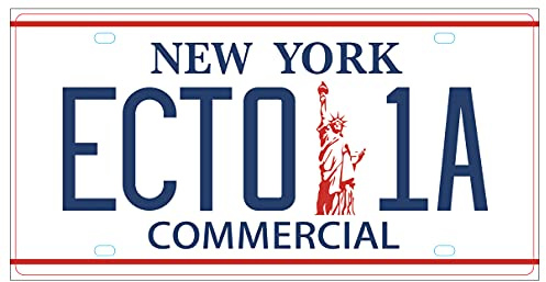 OPO 10 - Réplique de la Plaque d'immatriculation en métal de la Voiture ECTO 1 Compatible avec Cadillac 1959 Blanche du Film Ghostbusters (57)