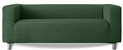 Milica | Elastischer Sofabezug kompatibel mit Modell Klippan von IKEA und ähnlichen | für Sofas mit hohen Armlehnen | Weicher und anpassungsfähiger Stoff | Intensives Grün
