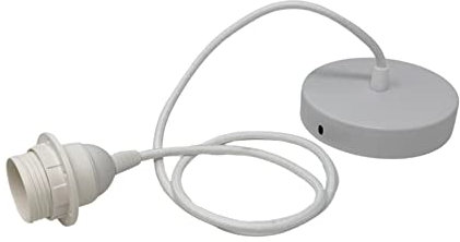 HALOTEC Portalampada E27 Metallo Lampada Sospensione Soffitto Bianco Cavo Tessile 1m Rosone Metallico Anello Fissaggio LED Vintage Industriale Decorazione Moderna Elegante per Casa Ufficio