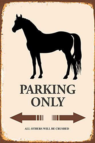 DekoDrom® Blechschild 20x30 cm Pferd Horse parking only Parkplatz Schild Garage Stellplatz Stall Wand Deko Bar Kneipe Sammler Geschenk