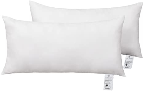 FAM‘ Home Almohada 40x80 Juego de 2 microfibras, Relleno de poliéster de 500 g, Almohada para Dormir Lavable, Ökotex, Made in EU, Blanco (Paquete Doble)