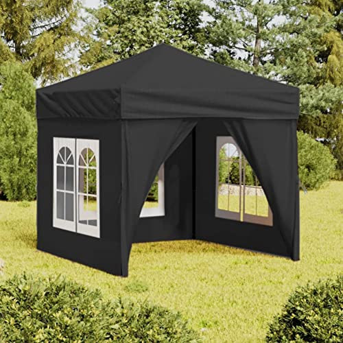 Keketa Partyzelt Faltbar mit Seitenwänden Garten Pavillion Partyzelt Gartenzelt Gartenpavillon UV-Schutz Wasserdicht Faltpavillon für Garten Party Freien Anthrazit 2x2 m
