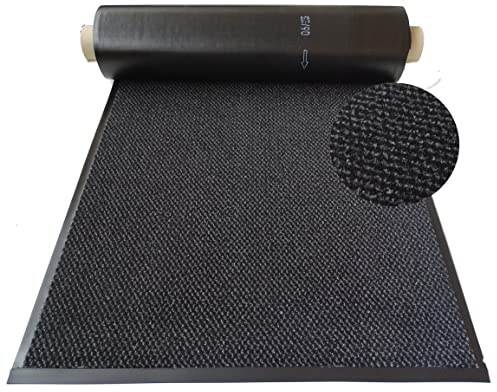 MERTEX Schmutzfangläufer Meterware 120 cm schwarz meliert - Schnittkanten mit Randprofile (120 x 240 cm, Dark)