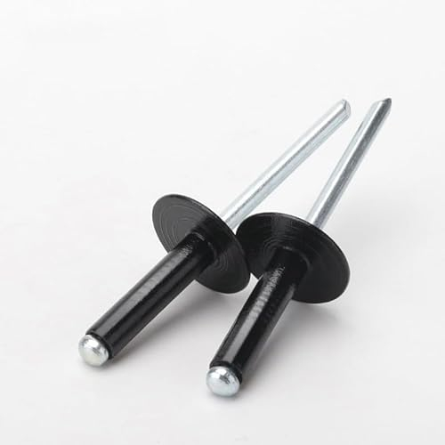20–40 Stück schwarze Aluminium-Blindnieten mit großem Flansch, offene Hohlnieten, großes Kappenblatt, selbststeckende Nietendekoration, 20 mm, 20 Stück (M5 schwarz)