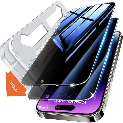 Tentoki 2 Stück für iPhone 14 Pro Panzerglas Sichtschutz Glas | 25° Anti-Spy Schutzfolie, Unterstützt Face ID, 9H Härte, Stoßfest Kratzfest Blasenfreie, Auto Dust-Elimination, 6,1 Zoll
