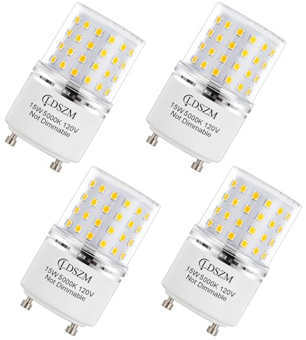GU24 LED Light Bulb Bright 15W 2 Prong Light Bulbs Non-Dimmable gu24 Ceiling Fan Light Bulbs,120 Watt Equivalent 1200lm 5000K Daylight, Squat GU24 LED Bulbs Replacing CFL Twist Light Bulb,4-Pack