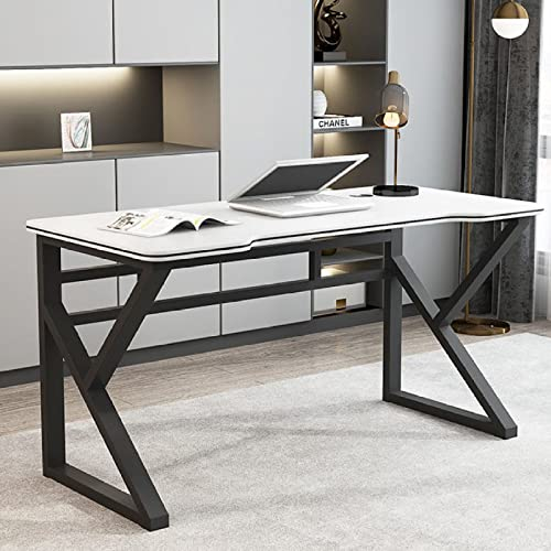 KAZUP Gaming-Schreibtisch, K-förmiger Computertisch mit Karbonfaser-Oberfläche, Heimbüro, ergonomischer PC-Schreibtisch, Gamer-Workstation (31 Zoll, Weiß und Schwarz)