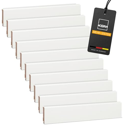 Förpackning KGM Sockellist Modern - Vitlackerad Golvlist i Massiv Furu - Mått: 2400 x 16 x 58 mm - 20 st / 48M