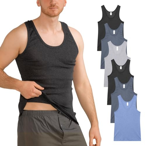 MT 6-pack bomull herrskjorta klassisk – finribbad eller dubbelribbad, Finribbad melange, 3XL
