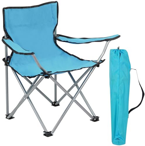 Livhome Kids Camping Chair Lightweight Folding Garden Beach Seat with Carry Bag | Heavy Duty Steel Frame Arm Chair | Portable Chair for Outdoor & Camping | For Ages 2 to 6 Years Old (Blue)