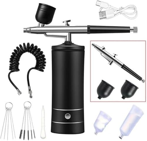 Airbrush Nail with Compressor Portable Air Brush Nail Paint Compressor for Nails Art Cake Painting Craft Airbrush Compressor (Black Kit)