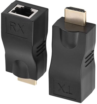 Cocoarm 2X Convertisseur HDMI vers RJ45, Rallonge HDMI Convertisseur HDMI 30M Répéteur de Convertisseur D'extension de Réseau D'extension de Câble Unique sans Perte sur CAT-5e CAT6
