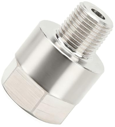 Tissting Adaptador de Medidor de Presión de Aceite, 1/8 Pulgadas NPT Macho M10x1.0 Hembra, Adaptador de Sensor de Presión de Aceite de Acero Inoxidable para Manómetro de Aire de Aceite de Agua