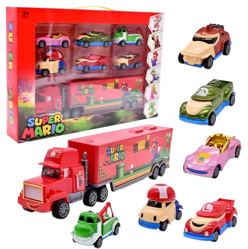 TIUASHR Car Spielzeugauto Set - 7 Stück Transporter, Mini Die Cast Pull Back Autos, Kleine Fahrzeuge, Mini Cars - Geschenk für Kinder
