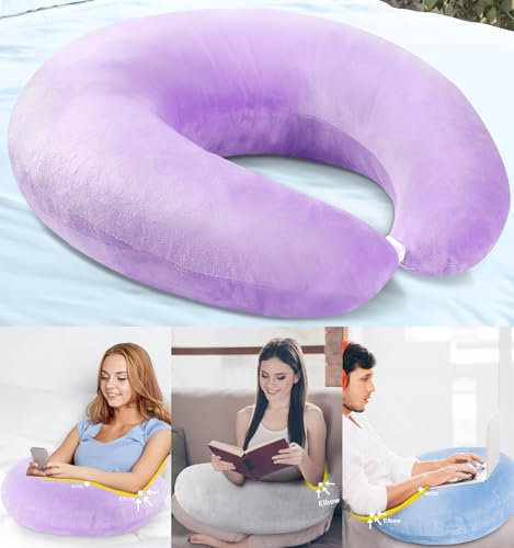 Reading Gaming Pillow for Bed Adult Kids: Lap Desk Pillow for Sitting in Bed/Sofa/Floor - Compact Arm Support Pillow for Reading/Gaming/Working/Crocheting Improve Sitting Posture&Reduce Fatigue
