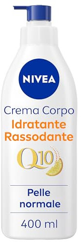 NIVEA Q10 Crema Corpo Idratante Rassodante 400 ml, Crema rassodante corpo con Coenzima Q10 Puro e Vitamina C, Crema idratante corpo 72h per pelli normali per una pelle più tonica ed elastica