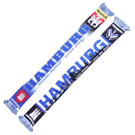 Schal Hamburg - Unsere Heimat - unser Stolz, blau-weiß-schwarz, Fussball, 1887, Fanschal, Strickschal