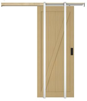 Vente-unique - Porte coulissante avec systéme à galandage en bois et MDF - Naturel clair - H205 x L93 cm - BALERMA