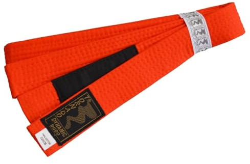 TEKKA BUDO Kinder BJJ Gürtel Brazilian Jiu Jitsu Farbgürtel mit schwarzem Balken - gelb, grau, grün, orange, weiß - 220-240 cm