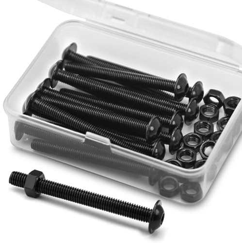 (15 sets) M5 x 50mm Hex Socket Screws with Flange and Nuts Set, 304 Stainless Steel Black Oxide, Pan Head Screws, Flange bolts, Flange screws