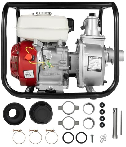 Benzin Gasbetriebene Wasserpumpe Selbstansaugend Einzylinder GartenbewäSserung Manuell Viertakt Benzinmotor Schmutzwasserpumpe Teichpumpe Gartenpump Poolpumpen Brunnenpumpen Hochdruckpumpen 4800W