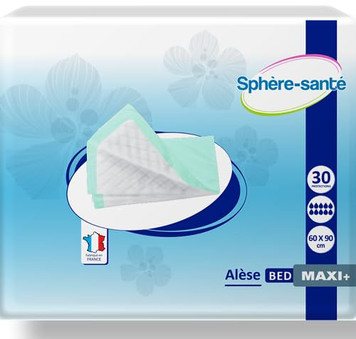 Sphère Santé - Bed Maxi + Alèses jetables 60x90 cm - Protection literie - Absorption maximale 1850 ML - Confort et qualité française - Avis Clients excellents