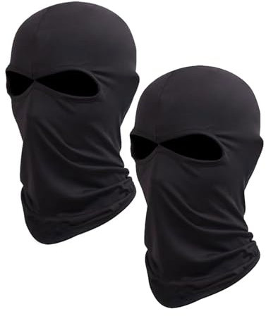 GWAWG Passamontagna a 2 Fori Classico da Sci Invernale Nero Integrale, Maschera Viso in Maglia - Taglia Unica