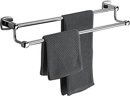 ZGFOZJGC Doppelte Handtuchstange aus massivem Kupfer, Handtuchhalter aus poliertem Chrom, 30–100 cm, Handtuchhalter zur Wandmontage für Badezimmer oder Küche, Silber (Größe: 31,5 Zoll (80 cm))