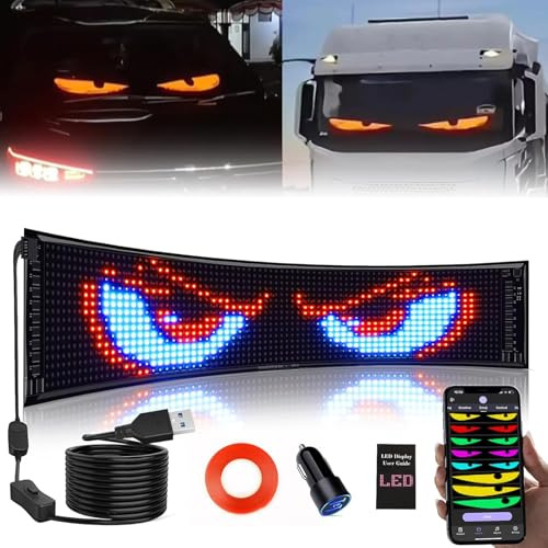 (192mm*1762mm) Devil Eyes Light For Cars Led Augen für Lkw,Led Anzeige Programmierbar Laufschrift Leuchtreklame Personalisiert Leuchtschild FüR,Auto,LKW,Text,Graffiti,Smart App,Bluetooth USB 5V