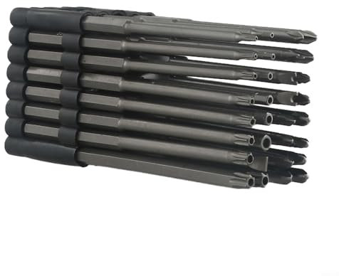 Lot de 32 embouts de tournevis extra longs 150 mm pour clé Torx inviolable PH1 PH2 PZ1 PZ2 6,35 mm