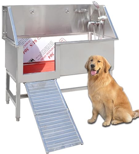 Baignoire pour chien pour animaux de compagnie de grande, moyenne et petite taille, station de lavage pour animaux de compagnie avec porte gauche, station de bain pour chien, station de bain