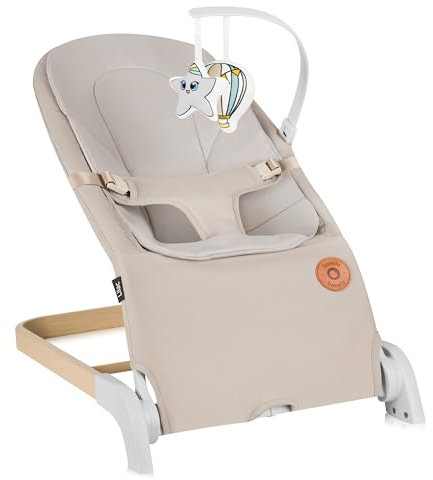 LIONELO LILAC Babywippe und -liege für Babys bis 9 kg, 0-6 Monate, 2-in-1 Babywippe, 2 Spielzeuge, Neigungseinstellung, 3-Punkt-Gurt, leicht 3,2 kg, flach zusammenklappbar
