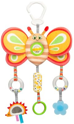 Sensillo - Giocattolo da Passeggino per Bambini, Catena da Passeggino, Giocattolo da Passeggino per Seggiolino Auto per Bambini, Sonagli di Peluche, Anelli da Appendere - Farfalla