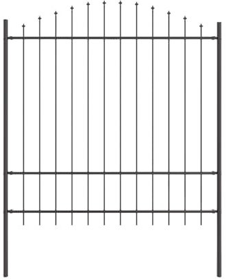 vidaXL Recinzione da Giardino con parte superiore a cerchio grigia, 8,5 m x 1,75 m, in acciaio rivestito a polvere. Set di 5 pannelli decorativi per esterni, perfetti per fattorie moderne, confini d