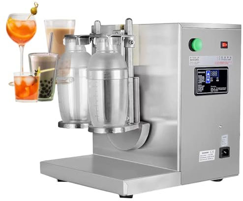 KJZQXYX Máquina Automática de Agitación de Té con Leche, Batidora Eléctrica de Té con Leche y Coctelera, 340r / min, Acero Inoxidable y Tazas Dobles para Té de Burbujas
