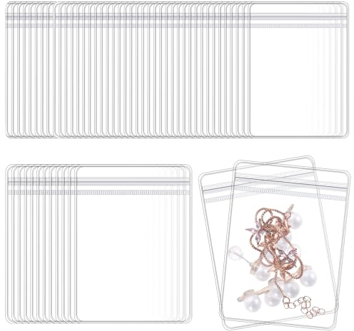 70 Pcs Anti Tarnish Jewelry Bags Clear PVC Jewelry Bags Resealable Plastic Rings Earrings Packing Storage Pouch Earring Organizer Travel 2 Sizes, 3.15 X 2.36 In, 4.72 X 3.15 In