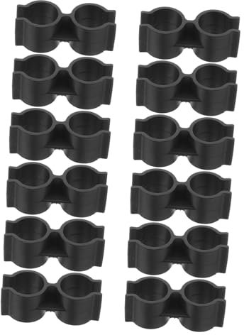 KONTONTY 12pcs Double Pipe Clips Plastic Fasteners for Chain Link Fence Panel and Shelf Pole Connectors for Home Warehouse Supermarket and Garden Use
