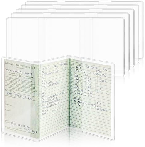 6 Stück Fahrzeugschein Hülle Schutzhülle 227×112 mm führerschein hülle 3 faltbar transparente fahrzeugschein mappe kfz schein mappe für Auto Motorrad Anhänger